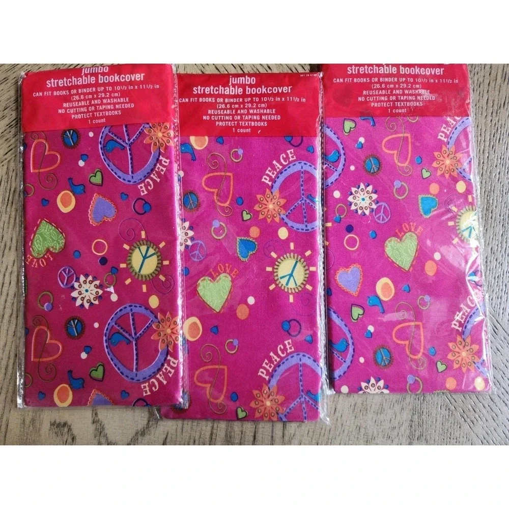 Vintage Book Covers Stretchable Peace Love Butterfly Rock Adorable Lot Of 7 New